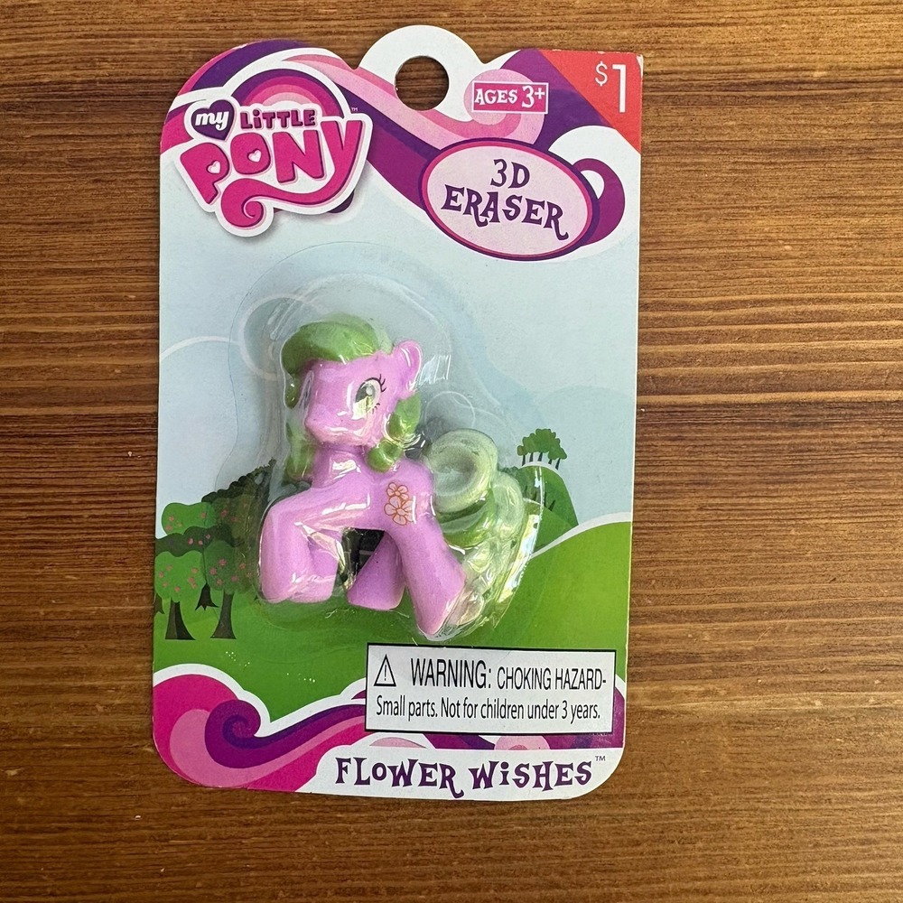 Lot of 3 Hasbro My Little Pony Flower Wishes 3D Erasers Sealed 2015 New Cards - Picture 2 of 5